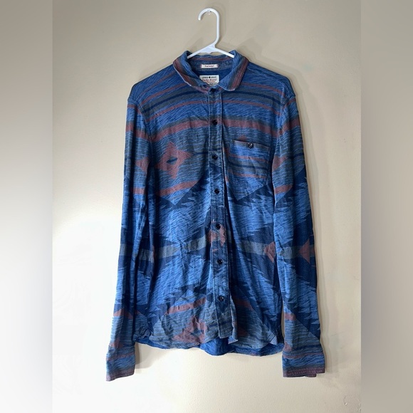 Men's vintage lucky brand true Indigo Printed button down dress shirt - Picture 3 of 8
